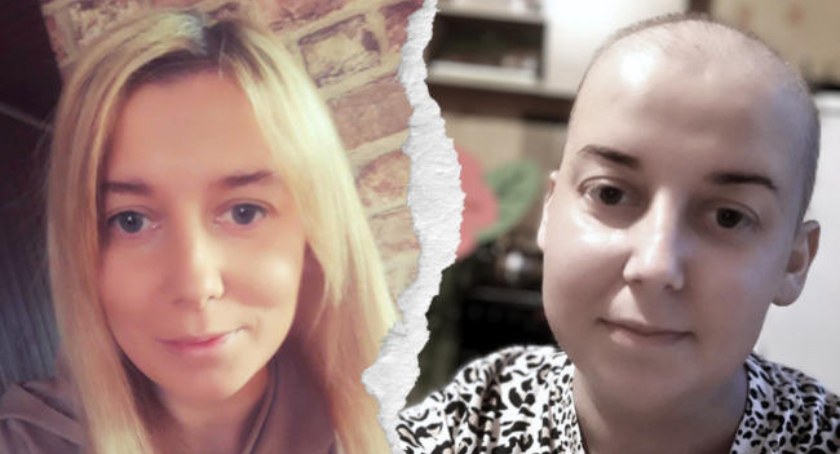 Na zdjęciu Paulina. Tak (zdjęcie z lewej) jeszcze do niedawna wyglądała Paulina. Po prawej zdjęcie bardziej aktualne już podczas przyjmowania chemioterapii 