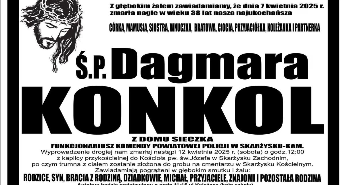 Pożegnania, Skarżyska policja żałobie Zmarła Dagmara Konkol - zdjęcie, fotografia